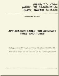 Technical Manual - Application Table for Aircraft Tires and Tubes  -  NAVAIR 01-10-508 T.O. 4T-1-4