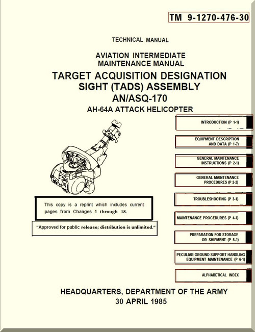  Boeing Helicopter AH-64 A Aviation intermediate Maintenance Manual - Target Acquisition Designation Sight Assembly - TM 9-1270-476-30 