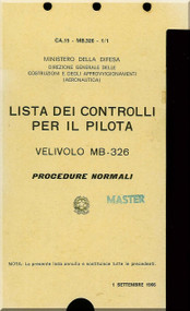 Aermacchi MB-326  Aircraft Check List Manual - 1966 - ( Italian Language )