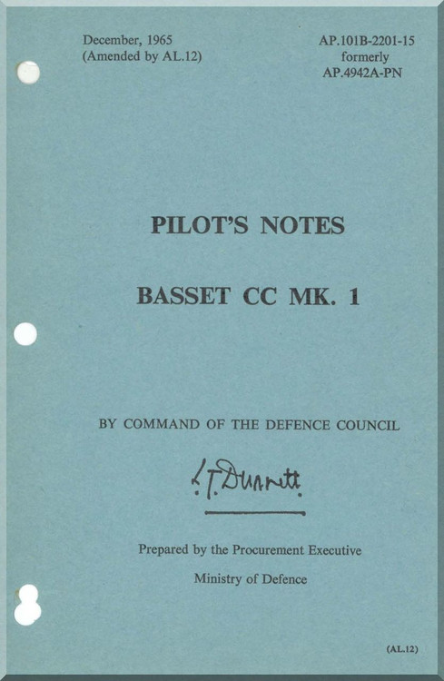 Beagle Basset CC MK.1  Aircraft Pilot's Notes   Manual