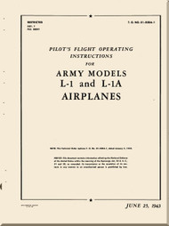 Consolidated / Stinson L-1 , L-1A  Aircraft Pilot Flight Operating Instructions  Manual - 01-500A-1 - 1943