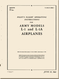 Consolidated / Stinson L-1 , L-1A  Aircraft Pilot Flight Operating Instructions  Manual - 01-500A-1 - 1943