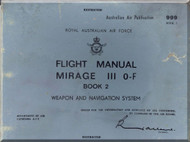 Dassault Mirage III  O-F Aircraft Flight Manual - Weapon and Navigation System - Book 2 - Plate