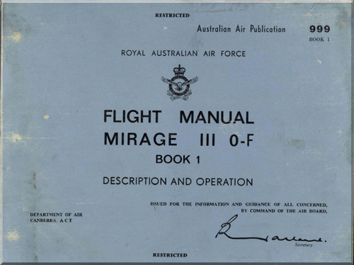 Dassault Mirage III  O-F Aircraft Flight Manual - Description and Operation  Book 1 - TEXT