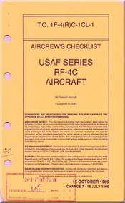 Mc Donnell Douglas RF-4C Aircraft Aircrew's Checklist Manual - T.O. 1F-4(R)C-CL-1 - 1989