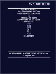 viation Unit Maintenance and Aviation Intermediate Maintenance Manual - for General Tie-Down and Morning on All Series Army Models , AH-64, UH-60, CH-47, UH-1, AH-1, OH-58 Helicopters - TM 1-1500-250-23
