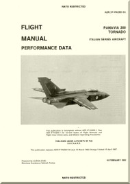 Panavia 200 Tornado Aircraft Flight Manual Performance Italian series  AER 1F-PA200-1A dated 15/02/1992  - 374 pages 
