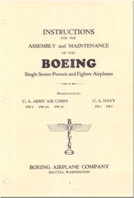 Boeing Single Seater Pursuit Fighter Airplanes Aircraft PW-9 A, C, PB-1, FB-5 Assembly and Maintenance Manual 