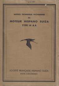Hispano Suiza 14 AA Aircraft Technical Manual Instruction Book - 1932  ( French Language )