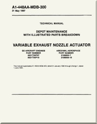 GE F404-GE-400 / 402  Aircraft Turbofan Engine Depot Maintenance with Illustrated Parts breakdown Variable Exhaust Nozzle Actuator  Manual A1-448AA-MDB-300