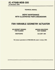GE F404-GE-400 / 402  Aircraft Turbofan Engine Depot Maintenance with Illustrated Parts Breakdown  FAN  Variable Geometry Actuator Manual A1-476AB-MDB-300