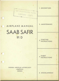 SAAB 91 D Safir Aircraft  Manual  ( English Language ) 