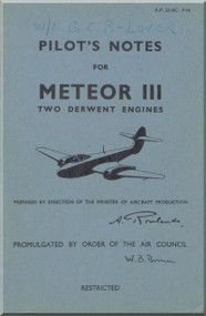 Gloster Meteor III  Aircraft  Pilot's Notes Manual A.P. 2210C-P.N.