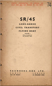 Saunders Roe  ( SaRo ) Princess SR/45 Aircraft  Long-Range Civil Transport Flying Boat   Manual - Volume I 