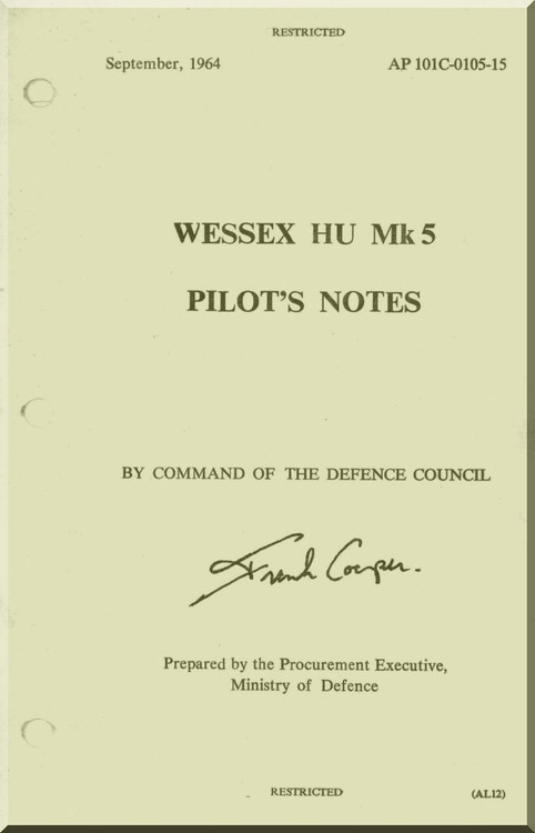 Westland Wessex HU Mk.5 Helicopter Pilot's Notes Manual  - AP 101C105-15 - 1964