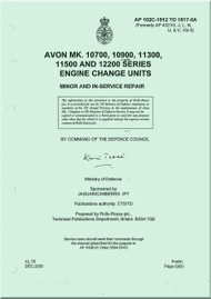 Rolls Royce Avon Mk 10700, 10900, 11300, 11500 Aircraft Engine Change Unit Manual - AP 102C-1512  to 1517-6A  Minor and in Service Repair 
