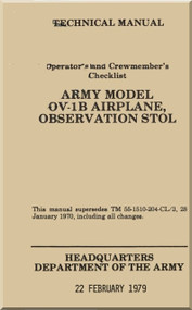 Grumman OV-1 B  Operator's   and Crew member's Checklist Manual ,  TM 55-1510-204-CL/3  , 1979