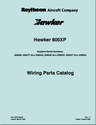 Hawker Raytheon Beechcraft DH / BH / HS / BAe  125 / Hawker 800XP Aircraft  Wiring Parts Catalog Manual