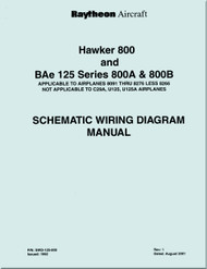 Hawker Raytheon Beechcraft DH / BH / HS / BAe  125 / Hawker 800 A & B  Aircraft  Schematic Wiring  Diagram  Manual