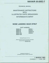 Grumman A-6  Aircraft Maintenance with IPB - Nose Landing Gear Strut Manual - NAVAIR 03-25EC-7 -  1974