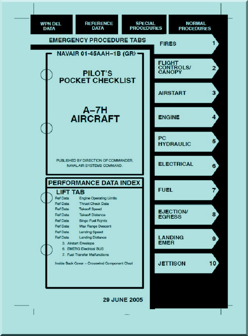 LTV / Vought A-7 H  Aircraft Pilot's Pocket Checklist  Manual 01-45AAH-1B ( GR)  -
