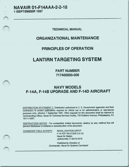Grumman F-14 A, B, D  Aircraft Organizational Maintenance Manual - LANTIRN Targeting System NAVAIR 01-F14AAA-2-2-18