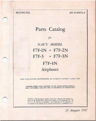 Grumman F7F-1N, 2N, -3, -3N  Aircraft Parts Catalog  Manual - 01-85FA-4 - 1947