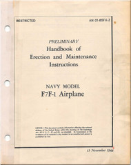 Grumman F7F-1 Aircraft Erection Maintenance  Manual - 01-85FA-2 - 1944