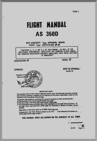 Aerospatiale AS 350 D  Helicopter  Flight Manual  ( English Language ) , 1979