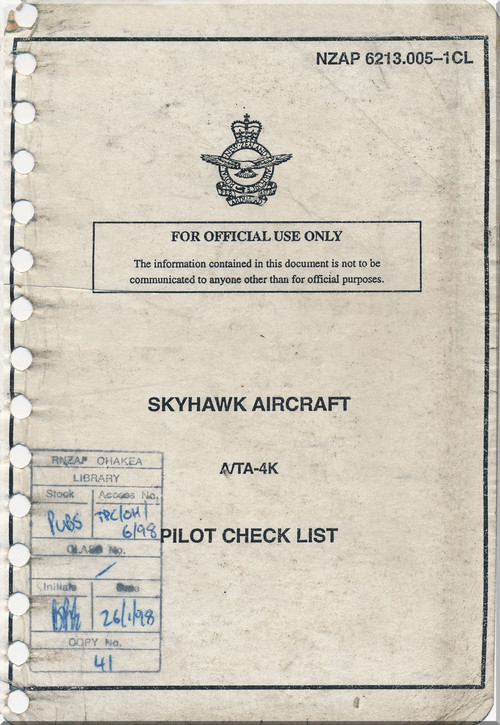 Mc Donnell Douglas A-4 K  / TA-4 K Aircraft Pilot's Checklist - Normal   Manual  NZAP 6213.005-1CL