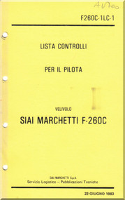 SIAI Marchetti F-260C Aircraft Pilot's Checklist Manual ( Italian Language )