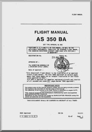 Aerospatiale AS 350 BA Helicopter  Flight Manual  ( English Language )