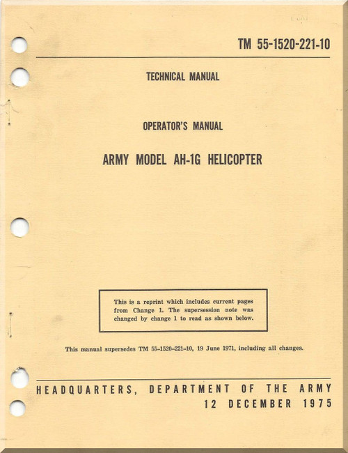 Bell Helicopter AH-1 G Operator's Manual - TM 55-1520-221-10-1975