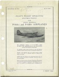 Bell P-59 A-1, B-1 Aircraft Pilot's Flight Operating Instructions Flight Manual - An 01-110EF-1 - 1945