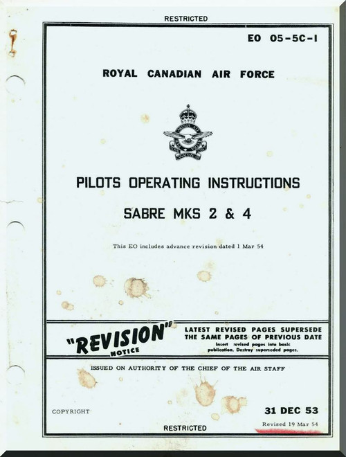 Canadair CL-13 / Sabre 2 & 4 Aircraft Pilot's Operating Manual - EO 05-5C-1