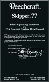 Beechcraft Skipper 77 Aircraft Pilot Operating Handbook and Airplane Flight Manual 