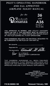 Beechcraft Bonanza 36 and A36 Aircraft Pilot's Operating Handbook and Airplane Flight Manual - 