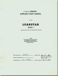 Learstar Mk.1 Aircraft Airplane Flight Manual - 1955
