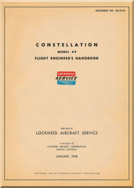  Lockheed 49 Constellation Aircraft Flight Engineer's Handbook Manual - 1946