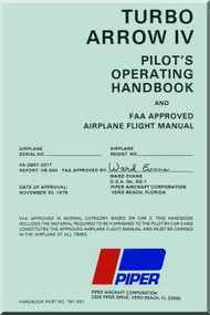  Piper Aircraft Pa-28 RT-201T Turbo Arrow IV Aircraft Pilot's Operating Handbook Manual -761 891