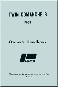  Piper Aircraft Pa-30 Twin Comanche B Aircraft Owner's Handbook Manual