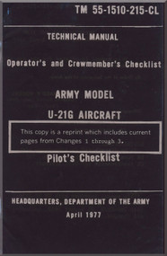 Beechcraft U-21 G Aircraft Operator's and Crew member's Check List Manual - 1977