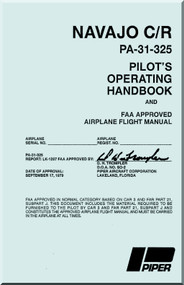 Piper Aircraft Pa-31T-325 Navajo C/R Aircraft Pilot's Operating Handbook Manual -1979