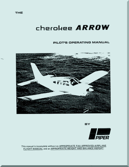 Piper Aircraft Pa-28 R Cherokee Arrow Aircraft Pilot's Operating Handbook Manual 