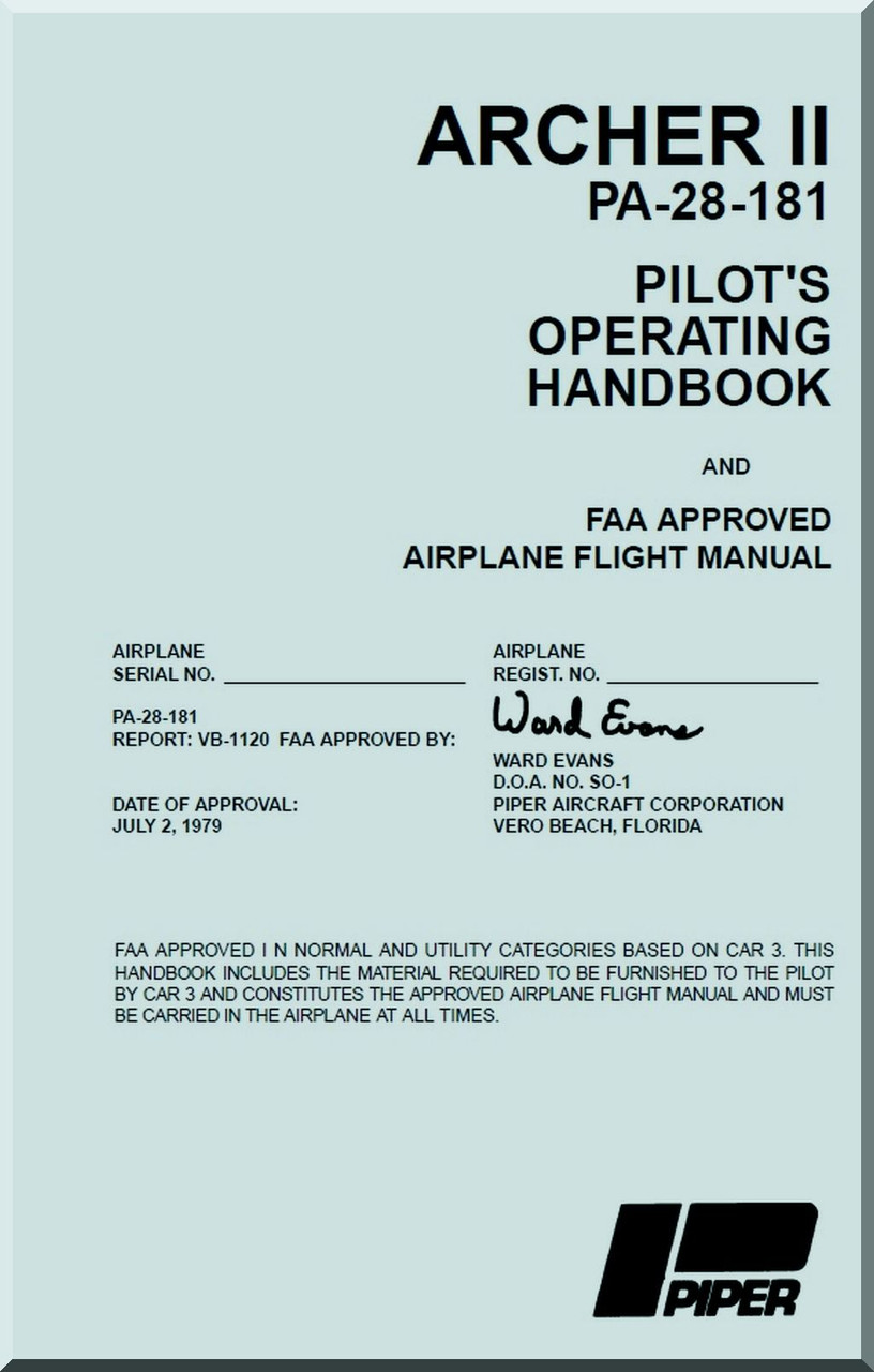 Piper Aircraft Pa 28 181 Archer II Aircraft Pilot s operating