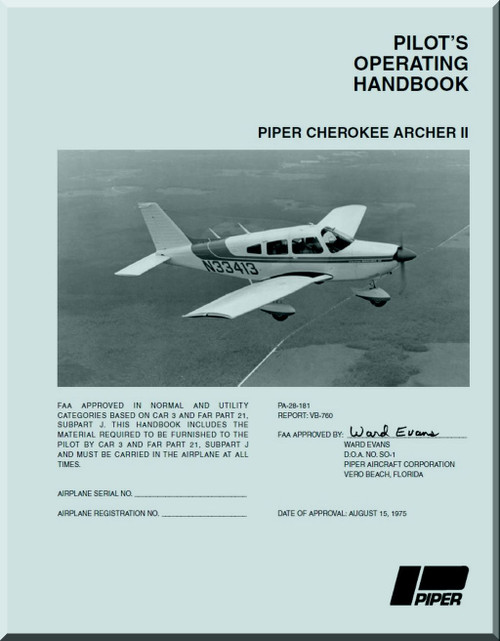 Piper Aircraft Pa-28 -181 Cherokee Archer II Aircraft Pilot's operating Manual - VB-760