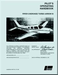  Piper Aircraft Pa-28 RT-201T Cherokee Turbo Arrow III Aircraft Pilot's Operating Handbook Manual - VB-800