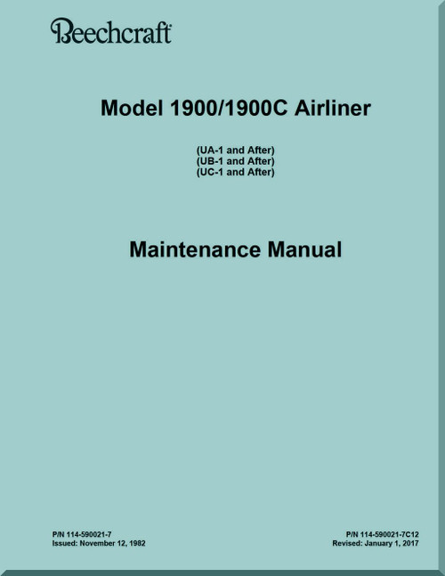  Beechcraft Airliner 1900 / 1900 C Aircraft Maintenance Manual