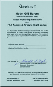  Beechcraft Baron G 58 Aircraft Pilot's Operating Handbook and Airplane Flight Manual - 