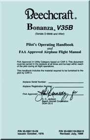 Beechcraft Bonanza V35B Aircraft Pilot's Operating Handbook and Airplane Flight  Manual - 1994